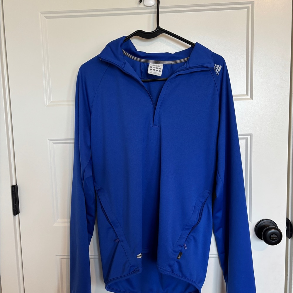 Adidas Climalite Womens Blue Long Sleeve Quarter Zip Athletic Pullover Top Small